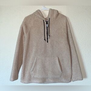 Victoria’s Secret PINK Sz XS Sherpa Fleece Black Kangaroo Pocket Pullover Hoodie